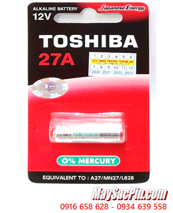 Pin Remote 12v; Pin Toshiba A27 (27A,A27S,27AE, DL27, LR27) Alkaline chính hãng (Loại Vỉ 1viên)